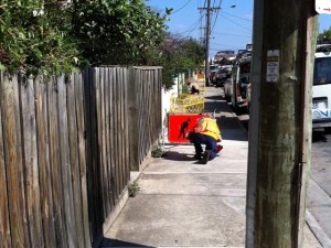 Lead-in cables being installed